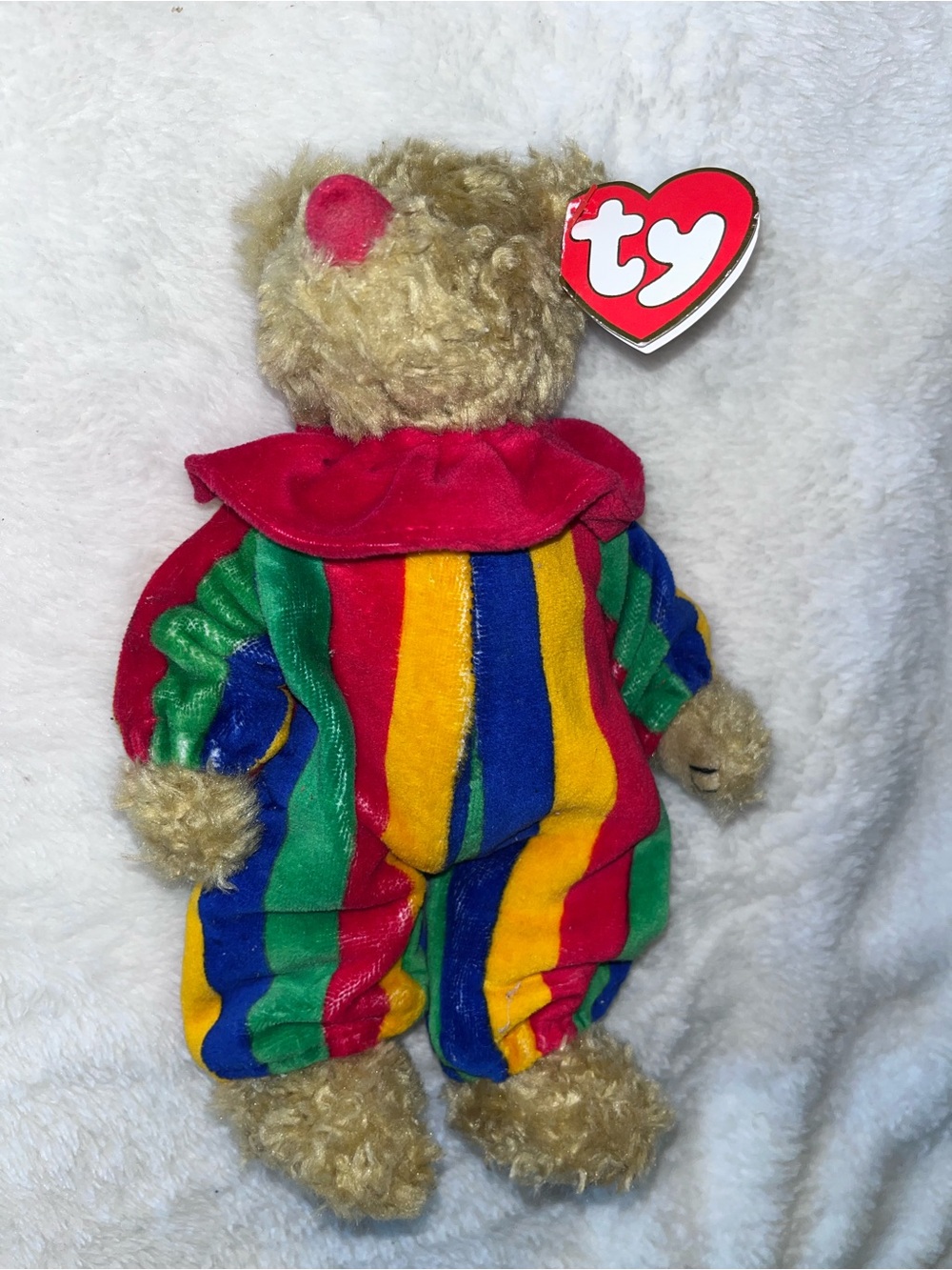 Ty Rainbow Striped Plush Bear with Red Collar “Piccadilly” Rare